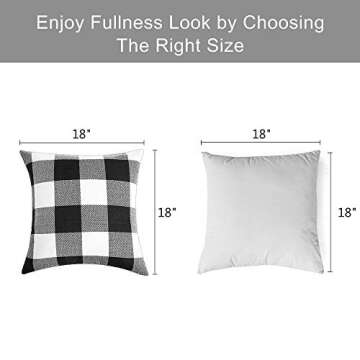 Volcanics Buffalo Check Plaid Throw Pillow Covers Set of 4 Farmhouse Decorative Square Pillow Cover Case Cushion Pillowcase 18x18 Inches for Home Decor Sofa Bedroom Car