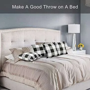 Volcanics Buffalo Check Plaid Throw Pillow Covers Set of 4 Farmhouse Decorative Square Pillow Cover Case Cushion Pillowcase 18x18 Inches for Home Decor Sofa Bedroom Car