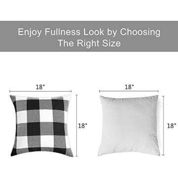 Volcanics Buffalo Check Plaid Throw Pillow Covers Set of 4 Farmhouse Decorative Square Pillow Cover Case Cushion Pillowcase 18x18 Inches for Home Decor Sofa Bedroom Car