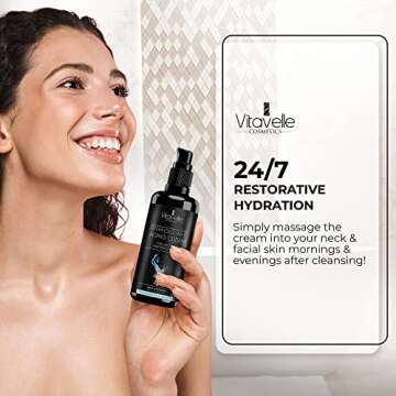 VITAVELLE Stem Cell Face Cream - Hyaluronic Acid, Shea Butter & Jojoba - Anti-Wrinkle, Hydrating Moisturizer for Smooth Skin