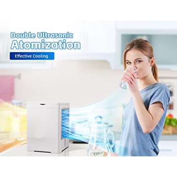 Portable Air Conditioners Fan, Evaporative Air Cooler, USB Personal Mini Air Conditioner with 3 Wind Speeds & 3 Timers Touch Screen Desktop Cooling Fan for for Home Room Camping Car Office