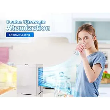 Portable Air Conditioners Fan, Evaporative Air Cooler, USB Personal Mini Air Conditioner with 3 Wind Speeds & 3 Timers Touch Screen Desktop Cooling Fan for for Home Room Camping Car Office