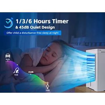 Portable Air Conditioners Fan, Evaporative Air Cooler, USB Personal Mini Air Conditioner with 3 Wind Speeds & 3 Timers Touch Screen Desktop Cooling Fan for for Home Room Camping Car Office
