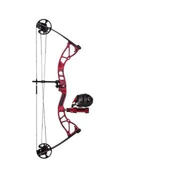 Cajun Bowfishing Shore Runner Kit Compound Bowfishing Bow Ready to Fish Kit with Arrow Rest, Bowfishing Reel, Reel Seat, Blister Buster Finger Pads, Fiberglass Arrow, Red/Black