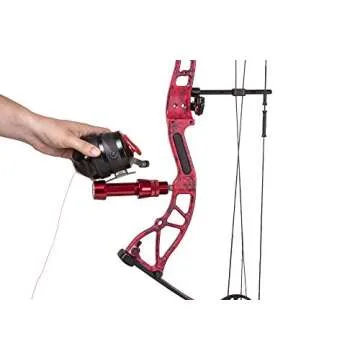 Cajun Bowfishing Shore Runner Kit Compound Bowfishing Bow Ready to Fish Kit with Arrow Rest, Bowfishing Reel, Reel Seat, Blister Buster Finger Pads, Fiberglass Arrow, Red/Black