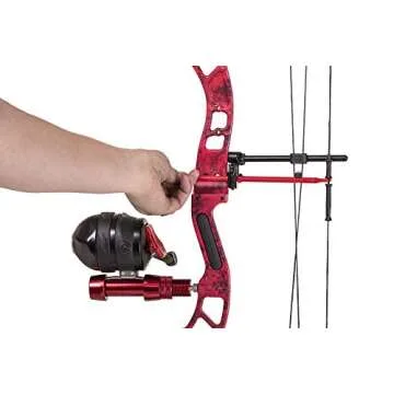 Cajun Bowfishing Shore Runner Kit Compound Bowfishing Bow Ready to Fish Kit with Arrow Rest, Bowfishing Reel, Reel Seat, Blister Buster Finger Pads, Fiberglass Arrow, Red/Black