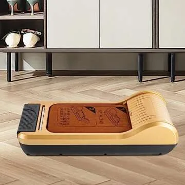 Automatic Shoe Film Machine Portable Shoe Covers Dispenser + Shoe Membrane 1 Roll Keep Floor Clean Perfect for Home Shop Office Lab Disposable Overshoes Dispenser Machine (Gold + 1 Roll Shoe Film)
