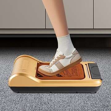 Automatic Shoe Film Machine Portable Shoe Covers Dispenser + Shoe Membrane 1 Roll Keep Floor Clean Perfect for Home Shop Office Lab Disposable Overshoes Dispenser Machine (Gold + 1 Roll Shoe Film)