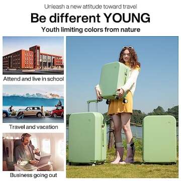 Suitcase Luggage with Spinner Wheels, Mixi Hardside Rolling Suitcase PC with Cover & TSA Lock Lightw...