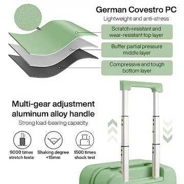 Suitcase Luggage with Spinner Wheels, Mixi Hardside Rolling Suitcase PC with Cover & TSA Lock Lightweight Travel Case