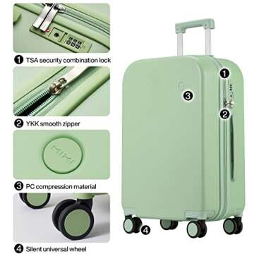 Suitcase Luggage with Spinner Wheels, Mixi Hardside Rolling Suitcase PC with Cover & TSA Lock Lightweight Travel Case