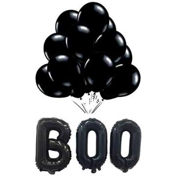 Halloween Party Balloons,Black Boo Aluminum Foil Banner Balloons for Halloween Party Decorations and Supplies