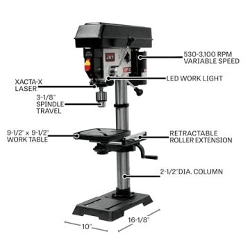 JET 12-Inch Variable-Speed Drill Press for Precision Work