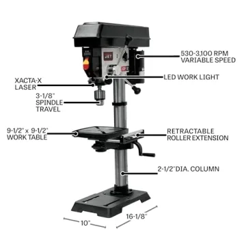 JET 12-Inch Variable-Speed Drill Press for Precision Work