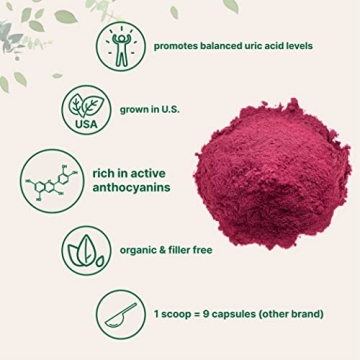 Organic Tart Cherry Powder, 4oz | 100% Natural Fruit Powder | US Grown Tart Cherries Source | No Sugar & Additives | Great Flavor for Drinks, Smoothie, & Beverages | Non-GMO & Vegan Friendly