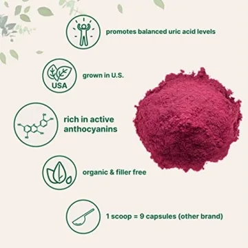 Organic Tart Cherry Powder, 4oz | 100% Natural Fruit Powder | US Grown Tart Cherries Source | No Sugar & Additives | Great Flavor for Drinks, Smoothie, & Beverages | Non-GMO & Vegan Friendly