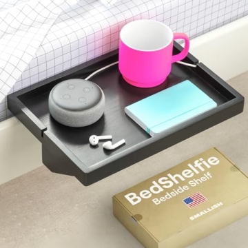 BedShelfie Bedside Shelf for Bunk Bed & Top Bunk, College Dorm Room Essentials, Loft Nightstand, Flo...