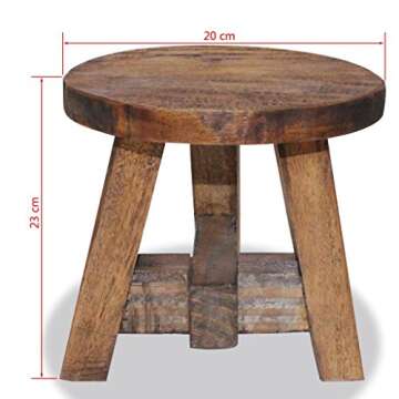 Tidyard Handmade Wood Short Stool Solid Reclaimed Wood