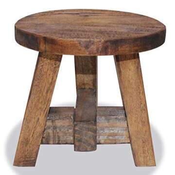 Tidyard Handmade Wood Short Stool Solid Reclaimed Wood