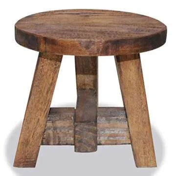 Tidyard Handmade Wood Short Stool Solid Reclaimed Wood
