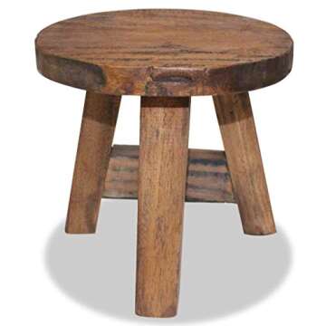 Tidyard Handmade Wood Short Stool Solid Reclaimed Wood