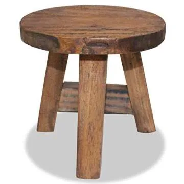 Tidyard Handmade Wood Short Stool Solid Reclaimed Wood