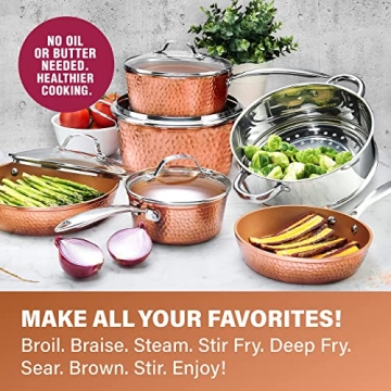 Gotham Steel Hammered 15 Pc Nonstick Cookware Set