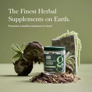 Gaia Herbs Organic Ashwagandha Gummies, Stress Support, Cinnamon, Ginger, Gluten Free, Vegan, 45 Count