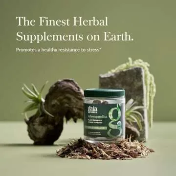 Gaia Herbs Organic Ashwagandha Gummies, Stress Support, Cinnamon, Ginger, Gluten Free, Vegan, 45 Count