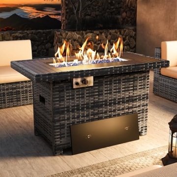 Jolydale Propane Fire Pit Table 40 Inch Outdoor Gas Firepit Table with Storage Rectangular 50000 BTU...
