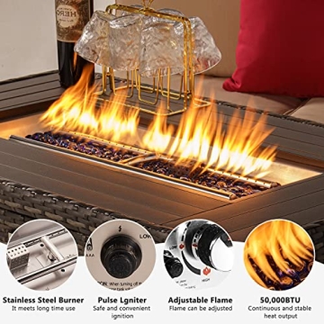 Jolydale 40 Inch Propane Fire Pit Table with Storage