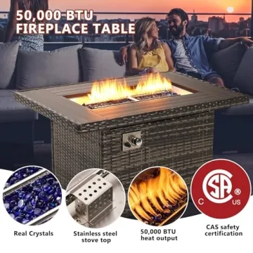 Jolydale 40 Inch Propane Fire Pit Table with Storage