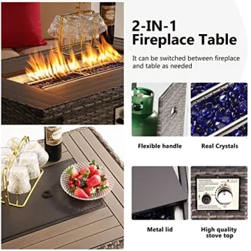 Jolydale 40 Inch Propane Fire Pit Table with Storage