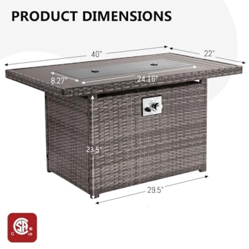 Jolydale 40 Inch Propane Fire Pit Table with Storage