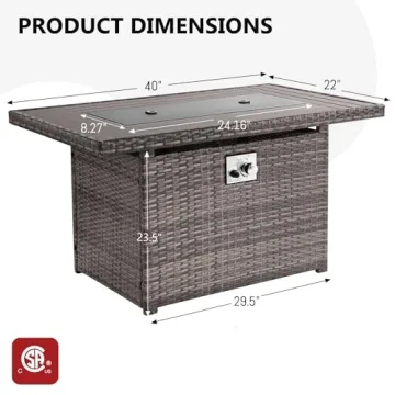 Jolydale 40 Inch Propane Fire Pit Table with Storage