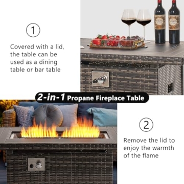 Jolydale 40 Inch Propane Fire Pit Table with Storage