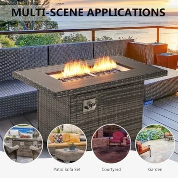 Jolydale 40 Inch Propane Fire Pit Table with Storage