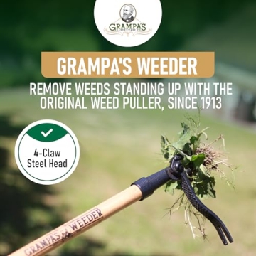 Grampa's Weeder - Stand Up Weed Puller Tool with Bamboo Handle