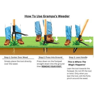 Grampa's Weeder - Stand Up Weed Puller Tool with Bamboo Handle