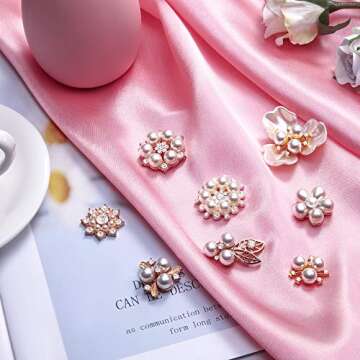 22 Pieces Pearl Rhinestone Craft Embellishments for DIY Projects
