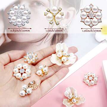 22 Pieces Pearl Rhinestone Embellishments for Crafts