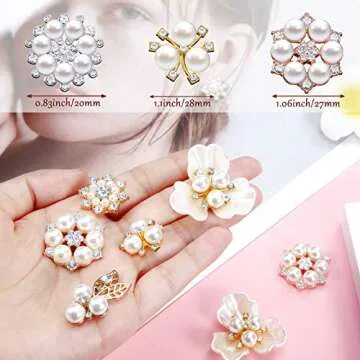 22 Pieces Pearl Rhinestone Embellishments for Crafts