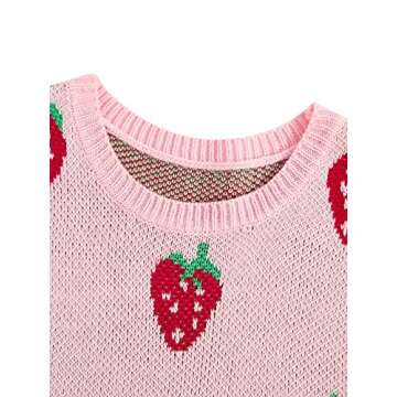 Floerns Cute Strawberry Sweater Vest Top for Women and Girls