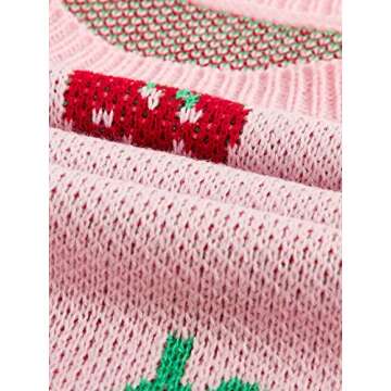 Floerns Cute Strawberry Sweater Vest Top for Women and Girls