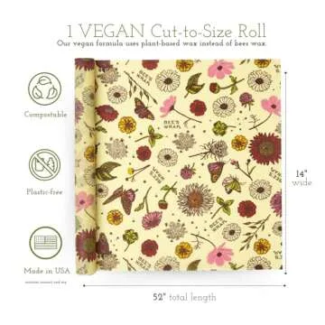 Bee's Wrap Reusable Vegan Alternative to Beeswax Food Wraps, Made in the USA, Eco Friendly Food Wrap...