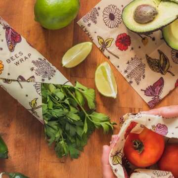 Bee's Wrap Reusable Vegan Alternative to Beeswax Food Wraps, Made in the USA, Eco Friendly Food Wraps, Sustainable Organic Cotton Wraps, XXL Cut To Size Wax Paper Roll, Vegan