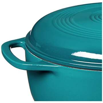 Lodge 6 Quart Enameled Cast Iron Dutch Oven with Lid – Dual Handles – Oven Safe up to 500° F or on Stovetop - Use to Marinate, Cook, Bake, Refrigerate and Serve – Lagoon