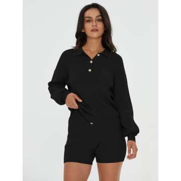 DEEP SELF 2 Piece Sweater Sets for Women Comfy Knitted Pullover Tops and Shorts Outfits Set Casual L...