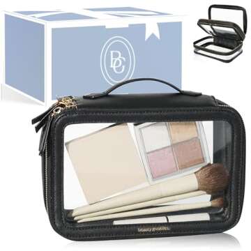 Large Clear Makeup Bags for Women Cosmetic Case Organizer, Clear Make Up Bags for Women Traveling, Clear Travel Makeup Bag Toiletry, Clear Travel Bags for Toiletries Car, Makeup Travel Bag for Women