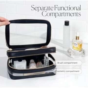 Large Clear Makeup Bags for Women Cosmetic Case Organizer, Clear Make Up Bags for Women Traveling, Clear Travel Makeup Bag Toiletry, Clear Travel Bags for Toiletries Car, Makeup Travel Bag for Women